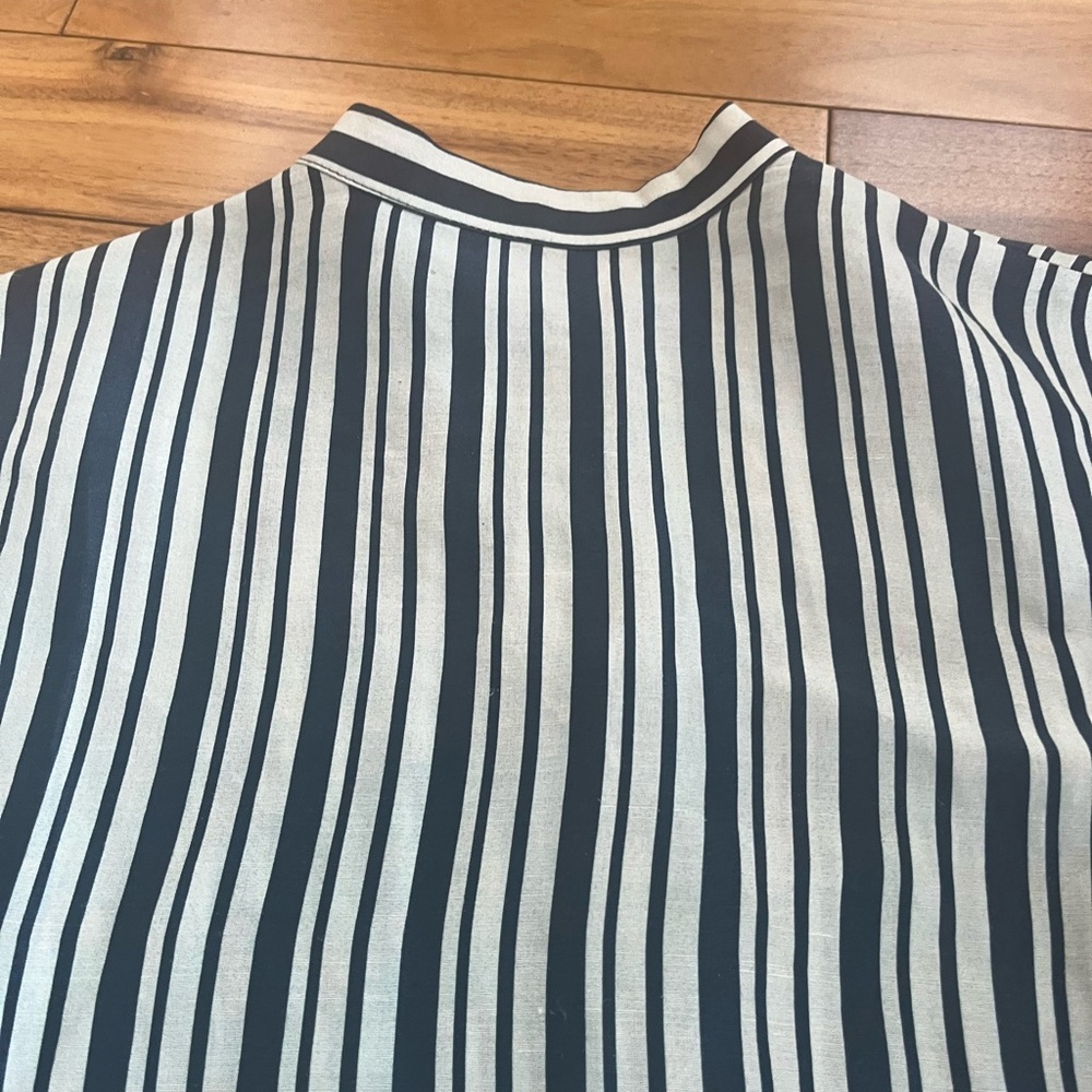Apiece Apart Silk Linen Luxury Striped Nautical Crewneck Button Flowy Blouse - Picture 10 of 10